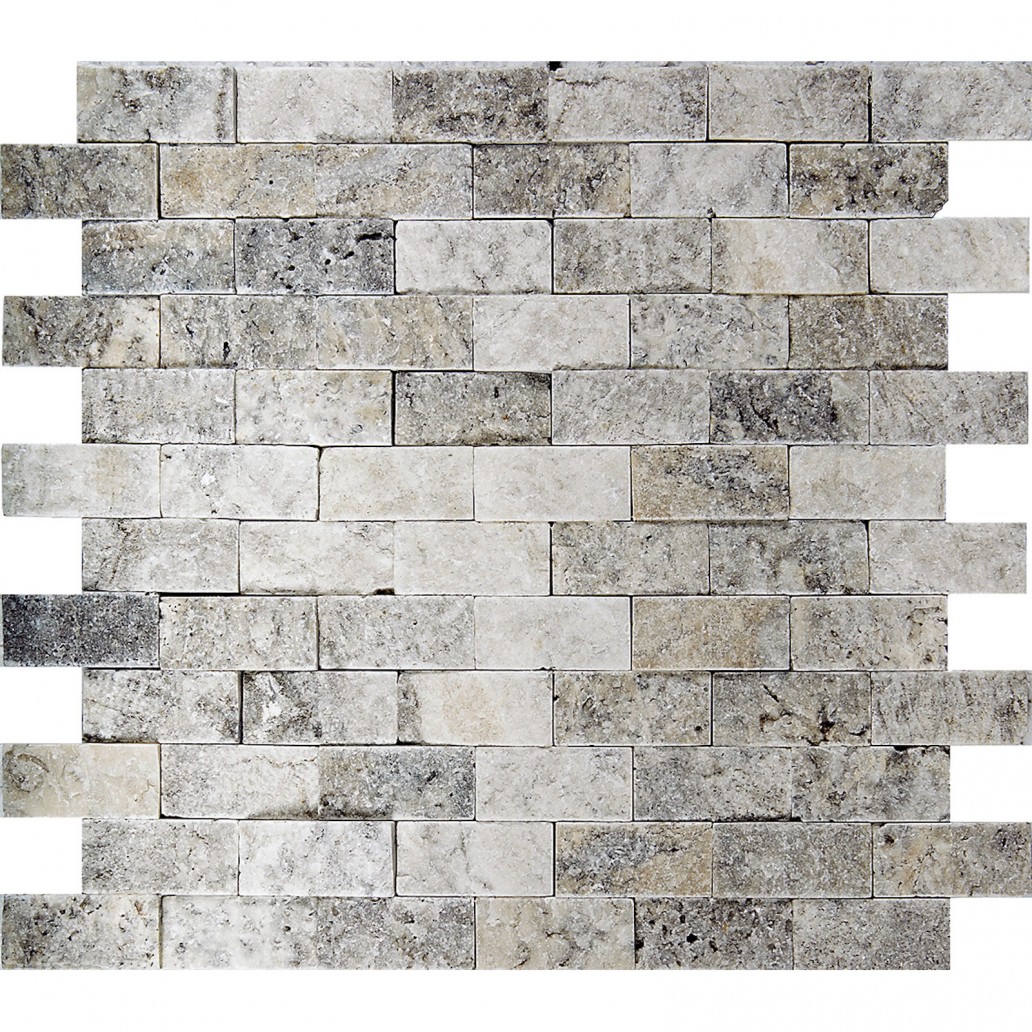 Philadelphia Travertine 1 X 2 Split-Faced Mosaic Tile 1 Sheet